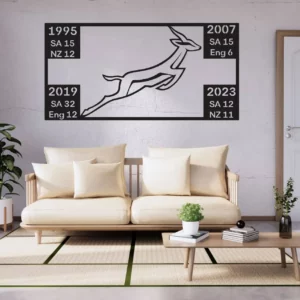 Springbok With Rugby World Cup Victories (Steel Wall Art)